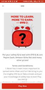 OYO Quiz Answers Today