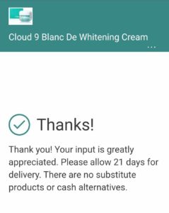  Free Sample Cloud 9 Blanc De Whitening Cream