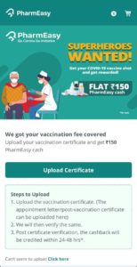 PharmEasy COVID-19 Vaccination Certificate