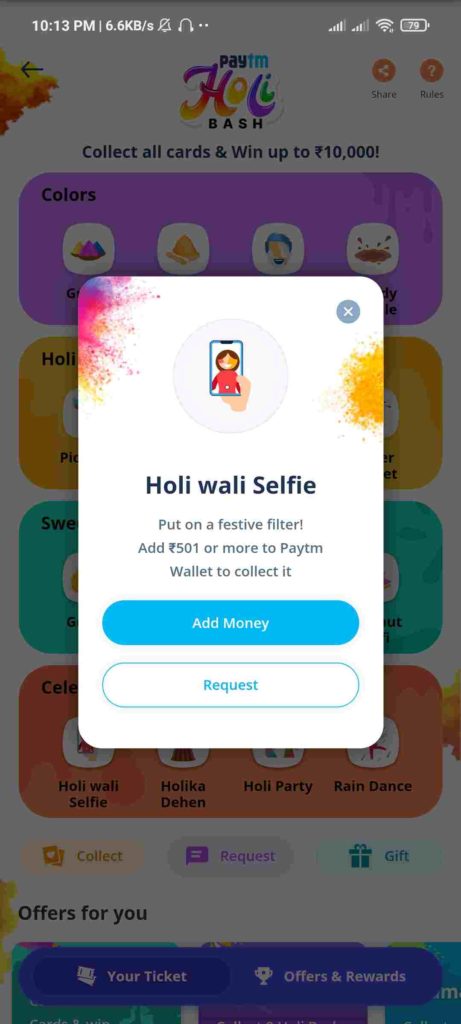 Paytm Holi Wali Selfie Card FREE