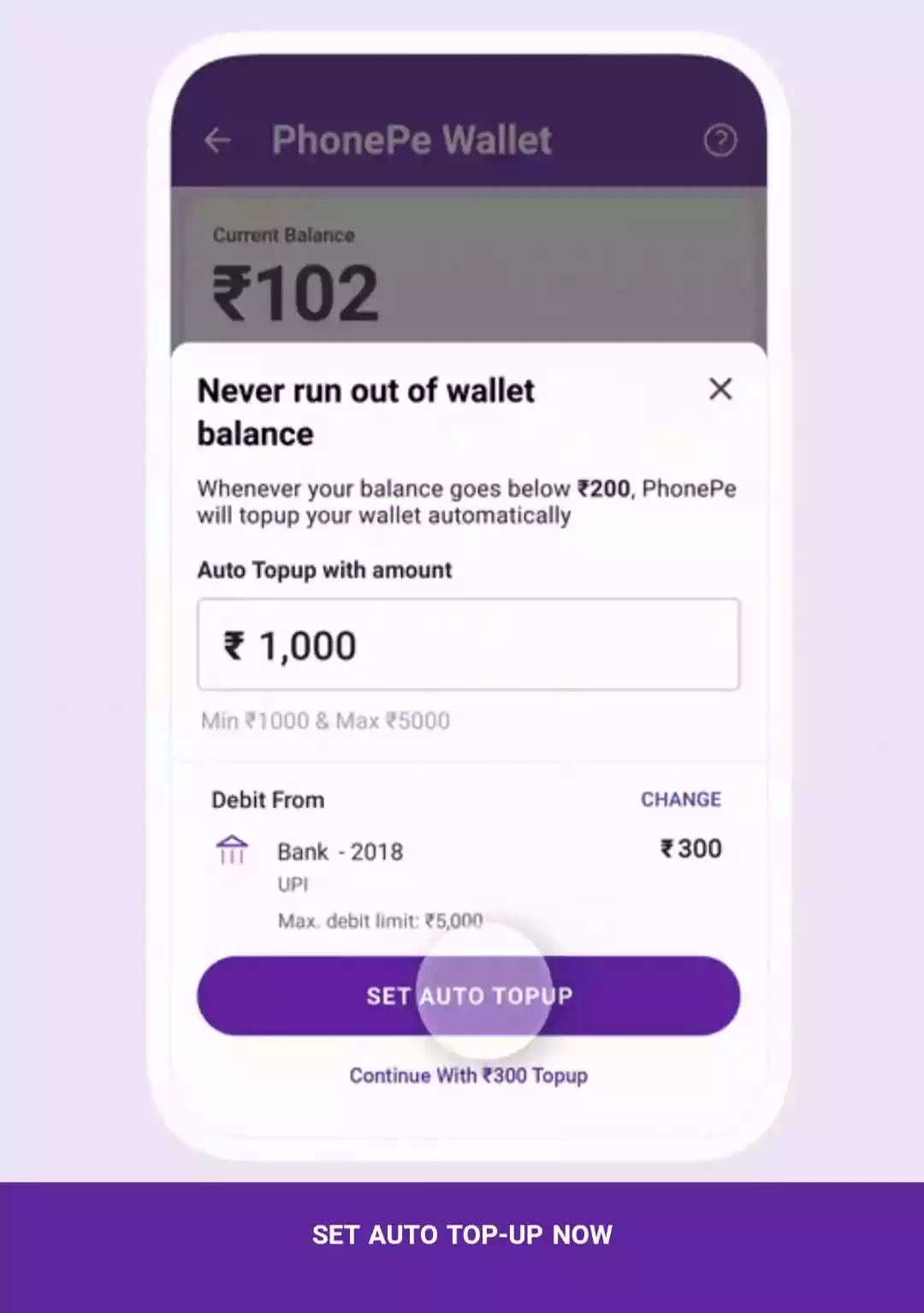 PhonePe Step Up Auto Top-Up