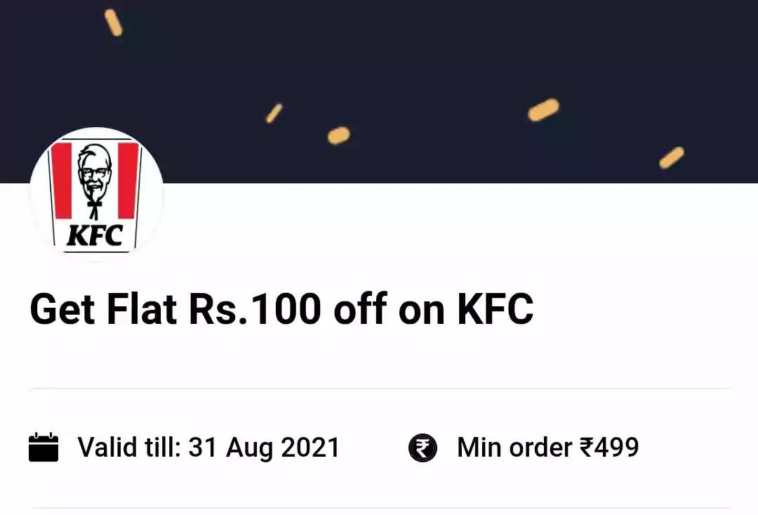 Paytm Cashback Points KFC Discount Coupon Code