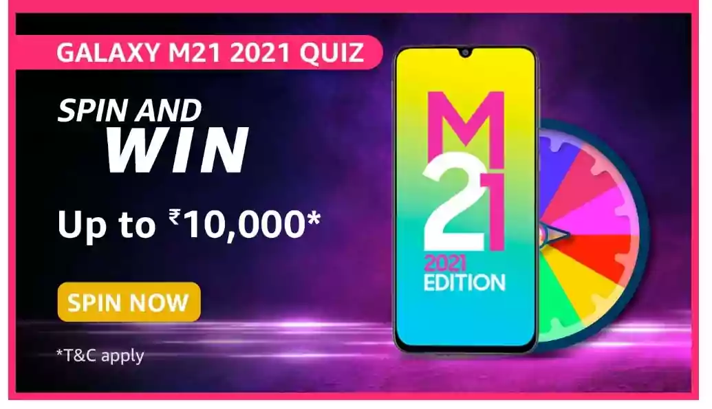 Amazon Samsung Galaxy M21 Spin and Win