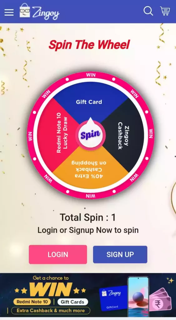 Zingoy Spin The Wheel Contest