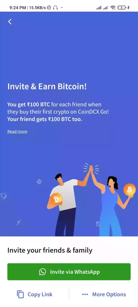 CoinDCX Go App Refer and Earn