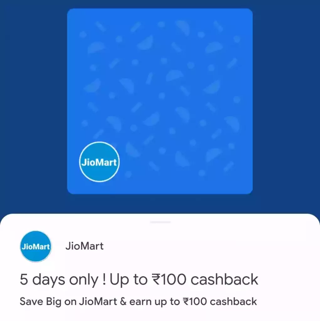 JioMart Google Pay Cashback Offer
