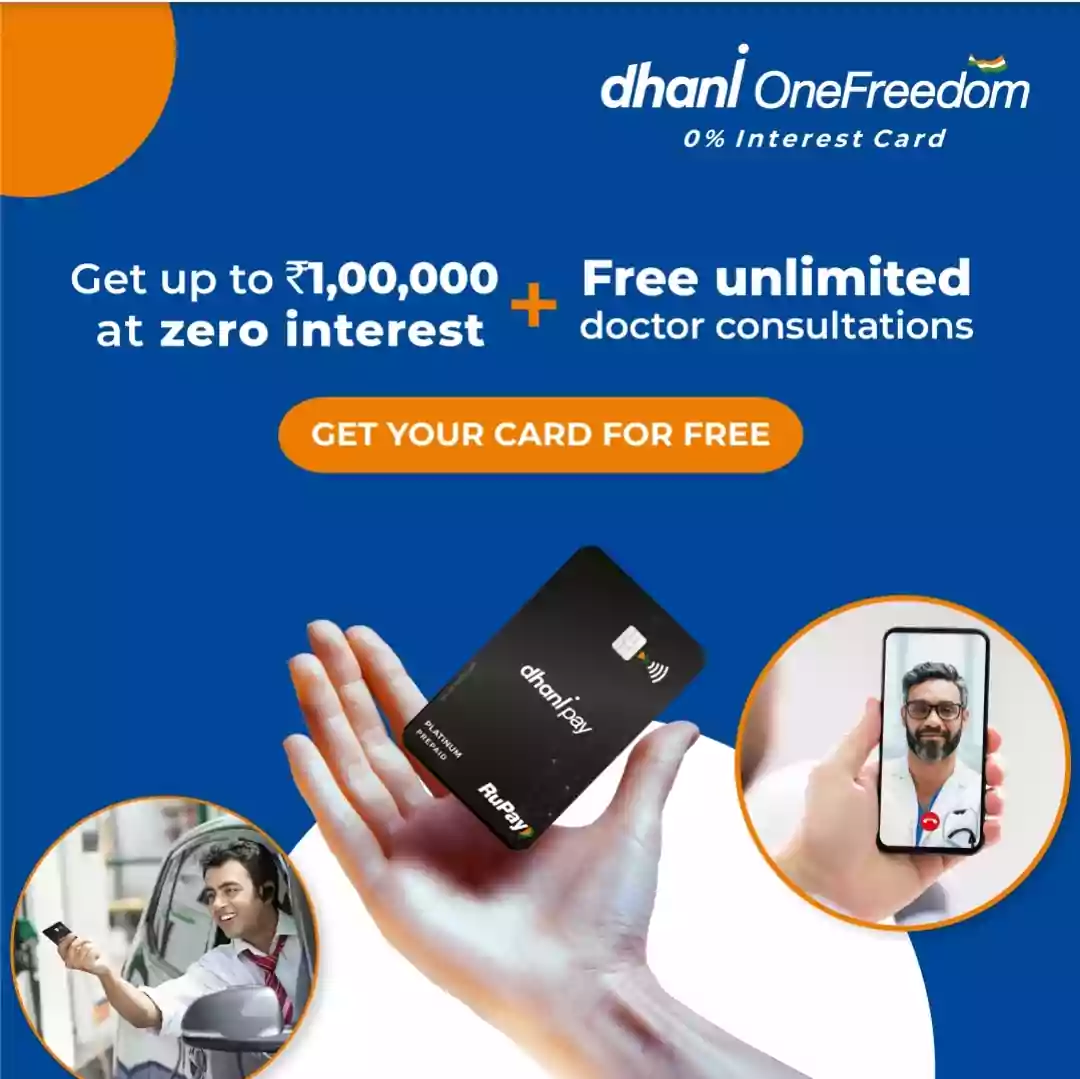 Dhani One Freedom Card Promo Code Cashback Rs.400 Instant