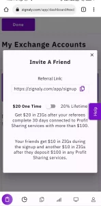 Zignaly Refer and Earn Offer