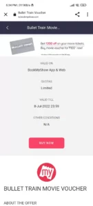 Bookmyshow Bullet Train Movie Voucher