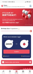 Zomato 14th Birthday Questions Answers
