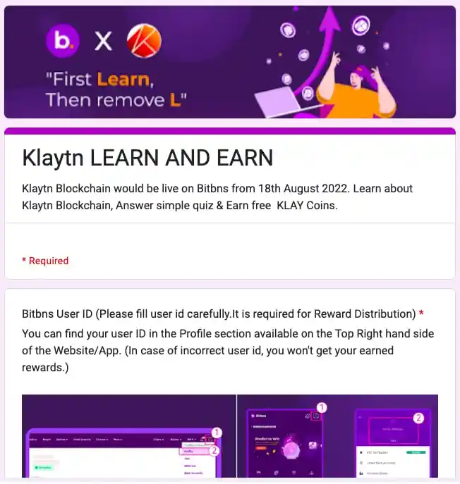 Bitbns Klaytn Learn & Earn Quiz Answers
