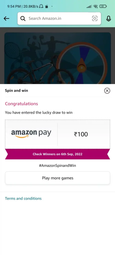 Amazon Sports Edition Spin And Win