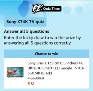 Amazon Sony X74K TV Quiz Answers