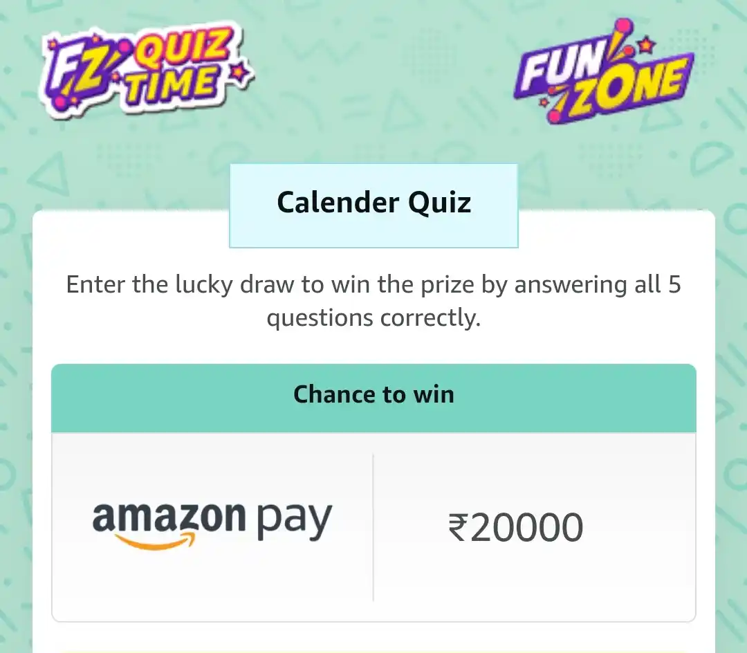 Amazon Calender Quiz Answers Win ₹20000