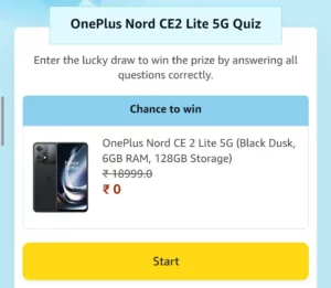 Amazon Oneplus Nord CE2 Lite 5G Quiz Answers