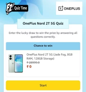 Amazon Oneplus Nord 2T 5G Quiz Answers