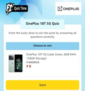 Amazon Oneplus 10T 5G Quiz Answers