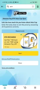 Amazon Pay DTH Asia Cup Quiz Answers