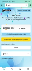 Amazon Washing Machines Quiz Answers
