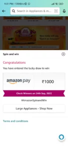 Amazon Large appliances Spin And Win