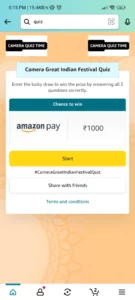Amazon Camera Great Indian Festival Quiz Answers