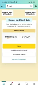 Amazon Oneplus Nord Watch Quiz Answers