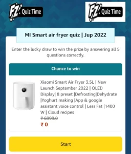 Amazon Mi Smart Air Fryer Quiz Answers