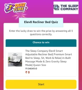 Amazon The Sleep Company Quiz Answers