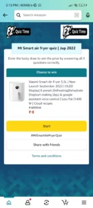 Amazon Mi Smart Air Fryer Quiz Answers 