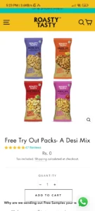 Free Sample Roasty Tasty Products