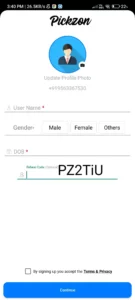 Pickzone App Referral Code