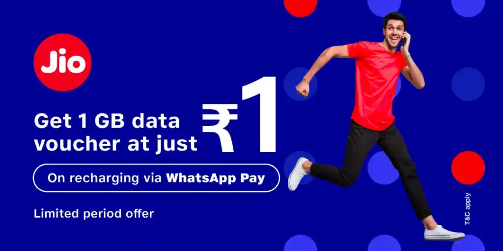 Jio WhatsApp Pay 1GB Data Voucher Recharge