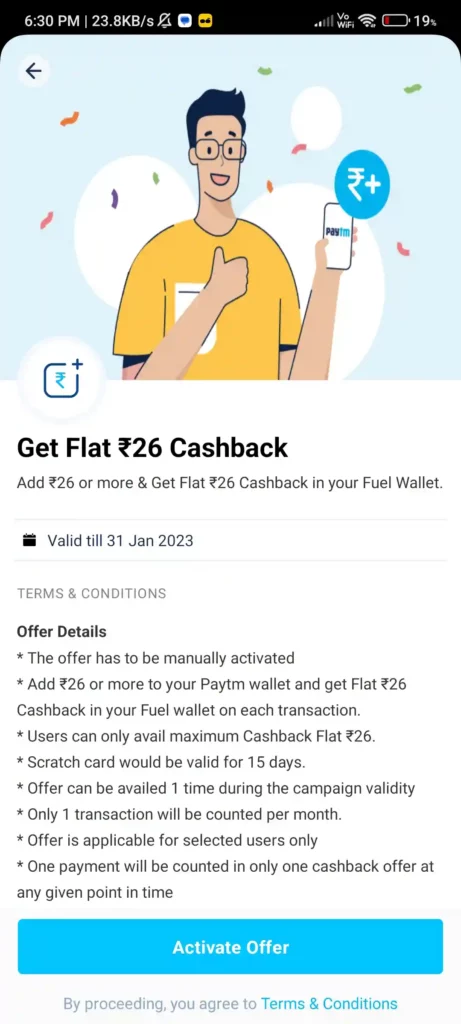 Add Money Rs 26 & Flat Rs 26 Cashback in Your Paytm Wallet