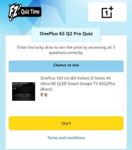 Amazon OnePlus 65 Q2 Pro Quiz Answers