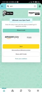 Amazon Ultimate Love Tamil Quiz Answers