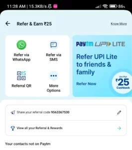 Paytm UPI Lite Refer and Earn