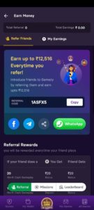 Gamezy Refer and Earn