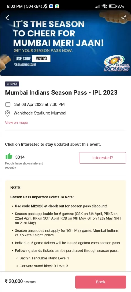 IPL 2023 Mumbai Indians Season Pass