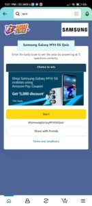 Amazon Samsung Galaxy M14 5G Quiz Answers