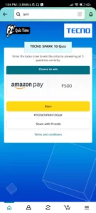Amazon TECNO SPARK 10 Quiz Answers