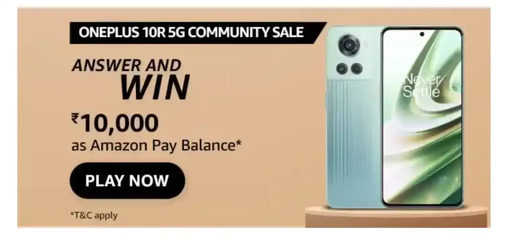 Amazon OnePlus 10R 5G Community Sale Quiz Answers