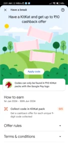 Google Pay KitKat Code 